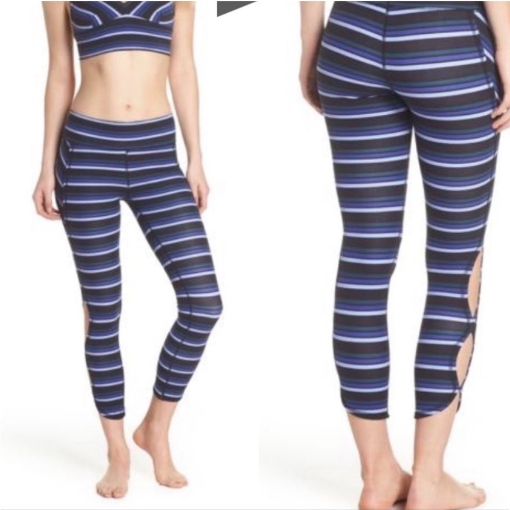 NWT Free People Movement Infinity Black Striped Leggings Size M Women